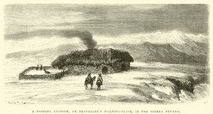 Een poststation, een rustplaats voor reizigers, in de Sierra Nevada door Edouard Riou